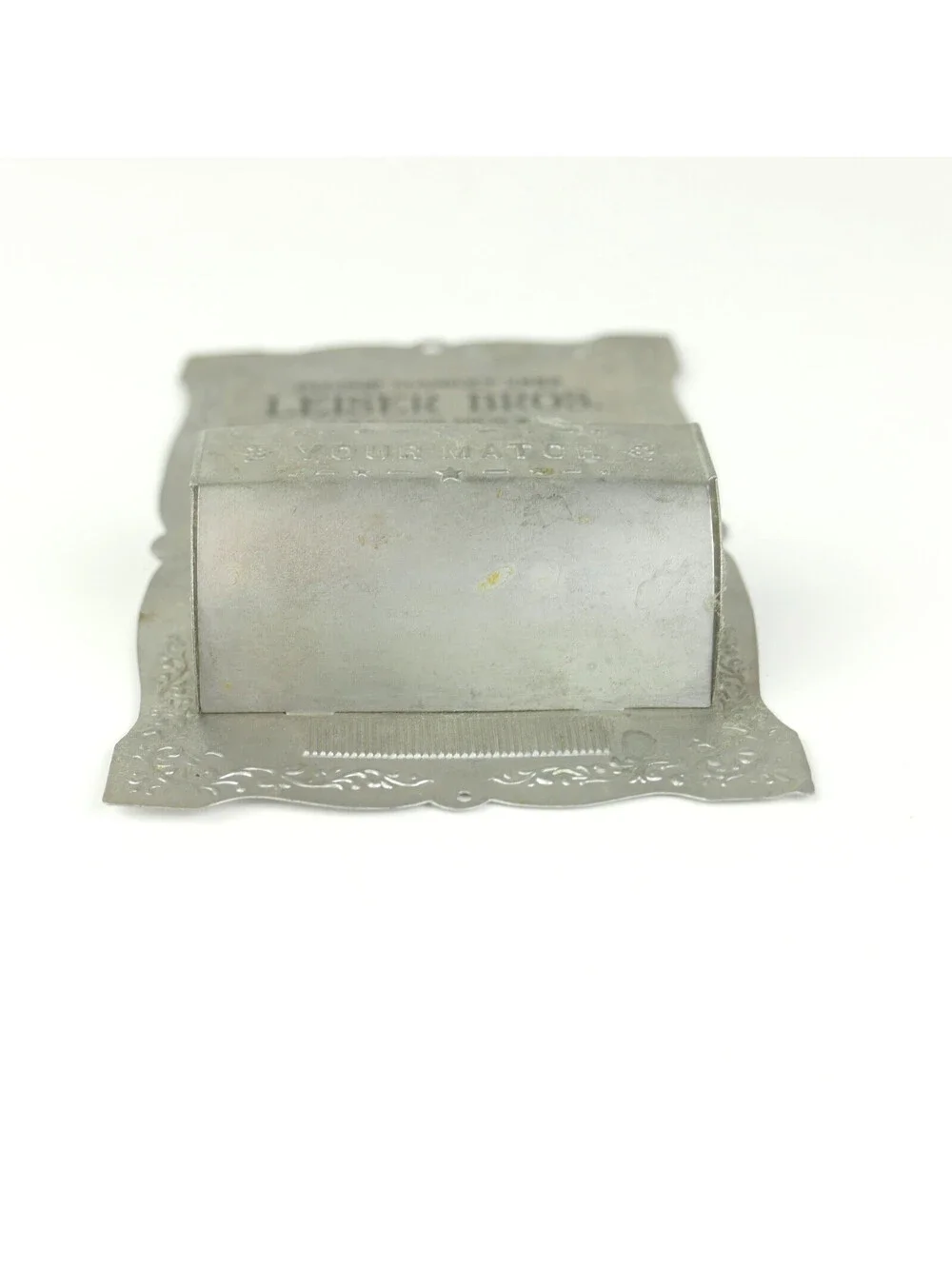 Antique Leiser Bros San Francisco Tin Wall Match Holder Striker Box Safe 1910s